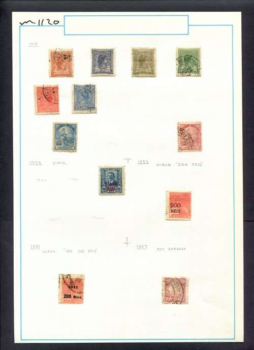 Brazil - 12 Stamps Mounted (Hinged) On Old Album Page