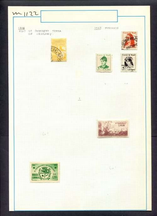 Brazil - 6 Stamps Mounted (Hinged) On Old Album Page