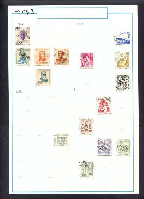 Brazil - 15 Stamps Mounted (Hinged) On Old Album Page