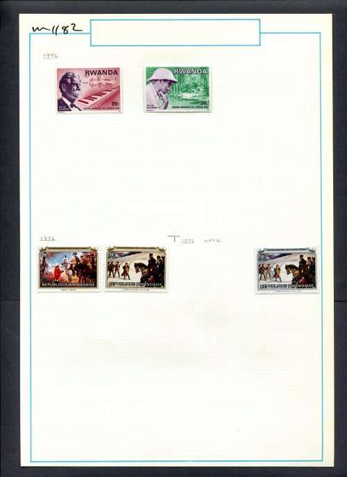 Rwanda - 5 Stamps Mounted On Old Album Page