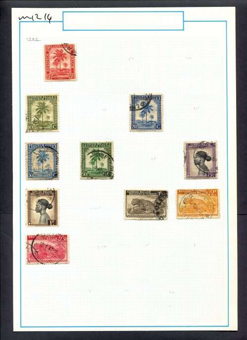 Belgium Congo - 10 Stamps Mounted On Old Album Page