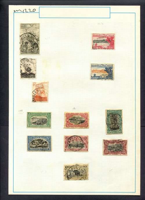 Belgium Congo - 12 Stamps Mounted On Old Album Page