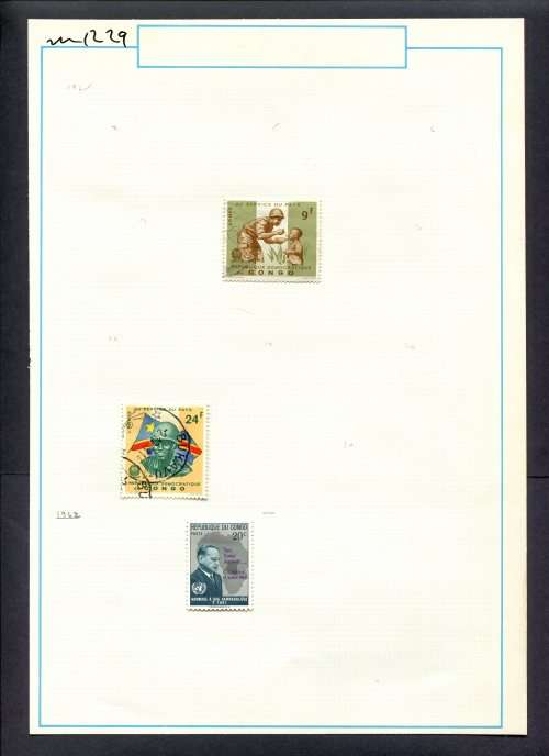 Congo - 3 Stamps Mounted On Old Album Page