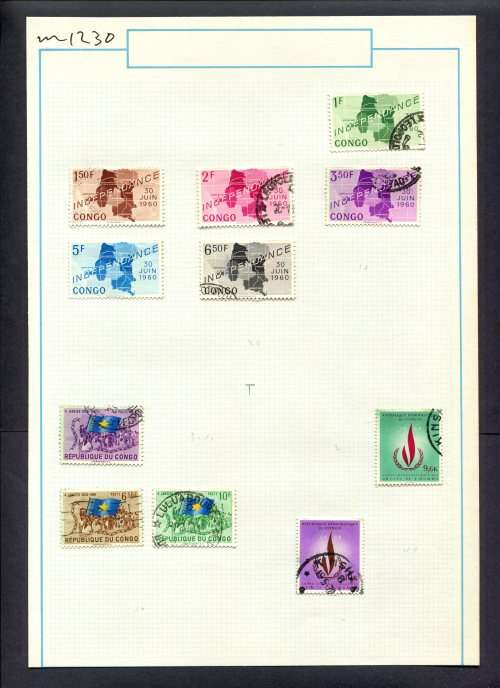 Congo - 11 Stamps Mounted On Old Album Page