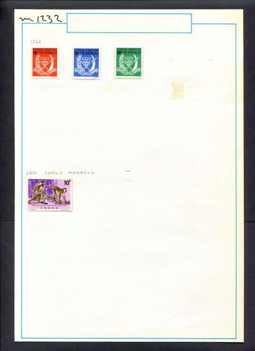 Congo - 4 Stamps Mounted On Old Album Page