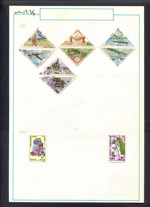 Congo - 10 Stamps Mounted On Old Album Page