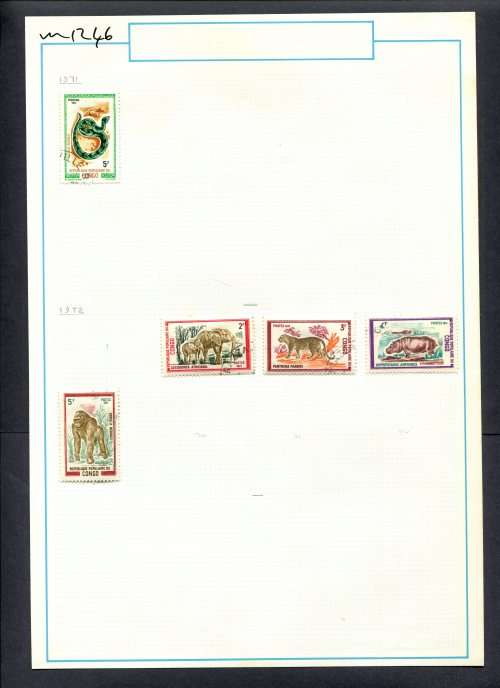Congo - 5 Stamps Mounted On Old Album Page