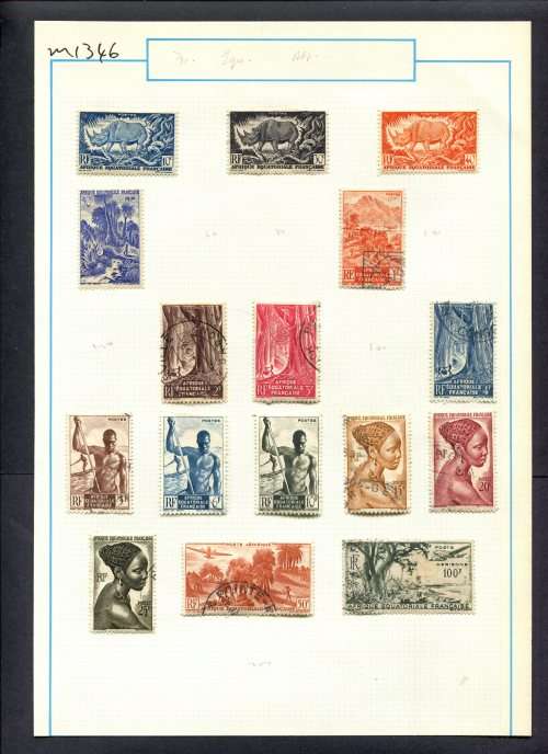 Equatorial Africa - 16 Stamps Mounted On Old Album Page