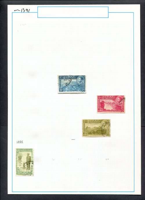 Ethiopia - 4 Stamps Mounted (Hinged) On Old Album Page