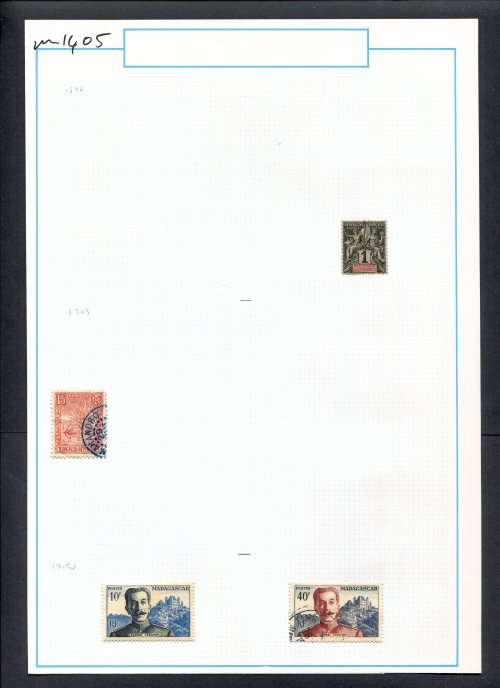 Madagascar - 4 Stamps Mounted (Hinged) On Old Album Page