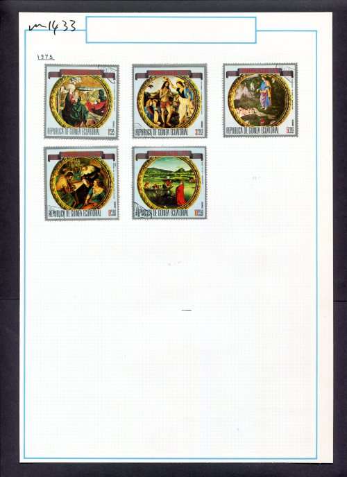 Equatorial Guinea - 5 Stamps Mounted (Hinged) On Old Album Page
