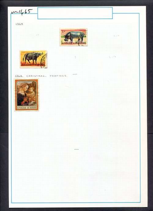 Burundi - 3 Stamps Mounted (Hinged) On Old Album Page