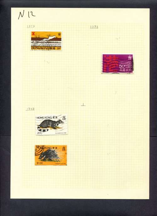 Hong Kong - 4 Stamps Mounted (Hinged) On Old Album Page
