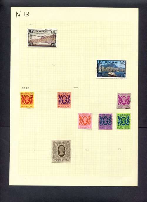 Hong Kong - 9 Stamps Mounted (Hinged) On Old Album Page