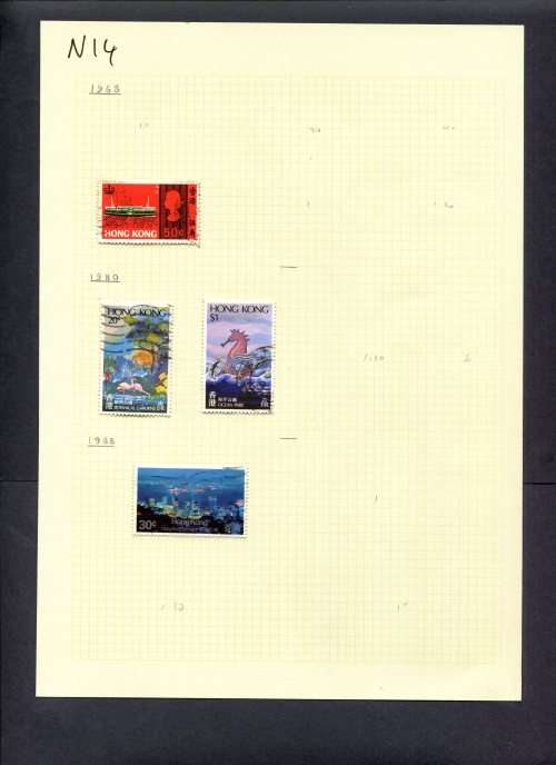 Hong Kong - 4 Stamps Mounted (Hinged) On Old Album Page