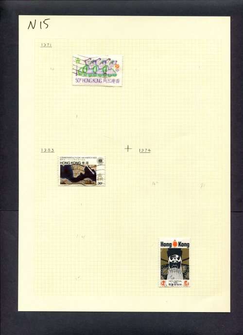 Hong Kong - 3 Stamps Mounted (Hinged) On Old Album Page