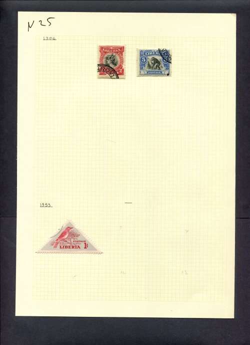 Liberia - 3 Stamps Mounted (Hinged) On Old Album Page