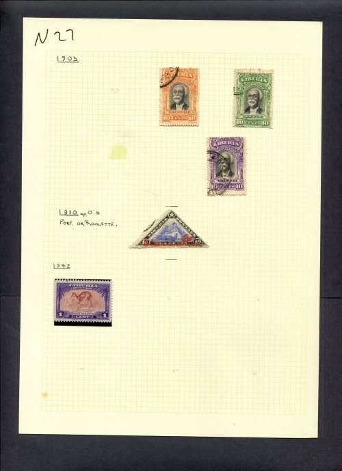Liberia - 5 Stamps Mounted (Hinged) On Old Album Page