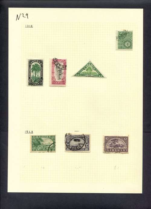 Liberia - 7 Stamps Mounted (Hinged) On Old Album Page