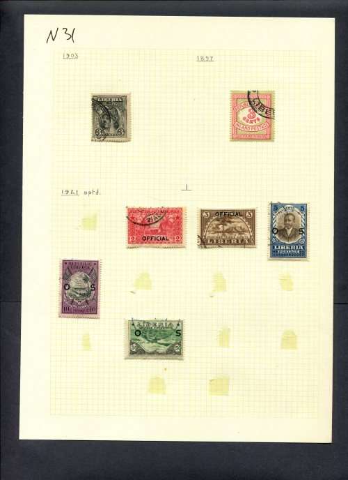Liberia - 7 Stamps Mounted (Hinged) On Old Album Page