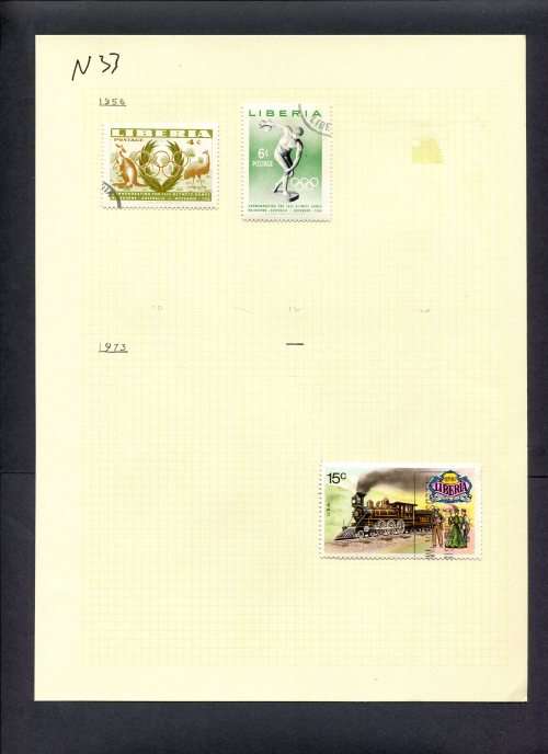 Liberia - 3 Stamps Mounted (Hinged) On Old Album Page