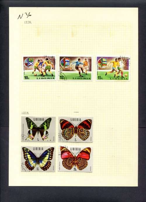 Liberia - 7 Stamps Mounted (Hinged) On Old Album Page