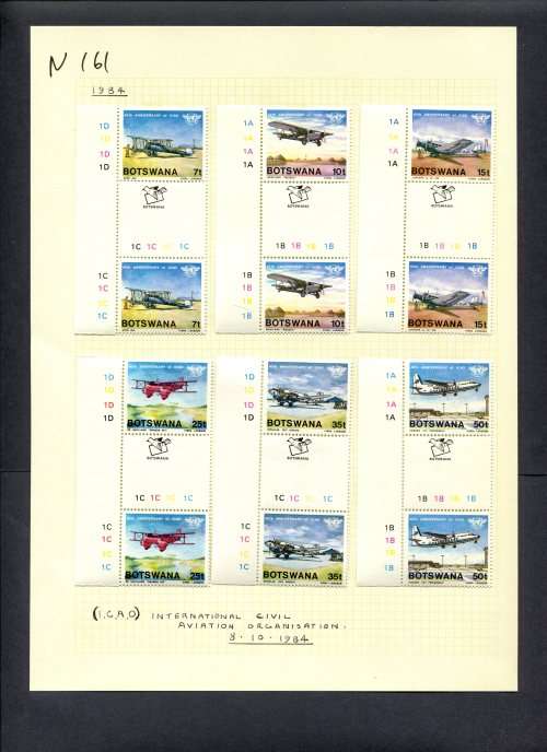 Botswana - 12 Stamps Mounted (Hinged) On Old Album Page