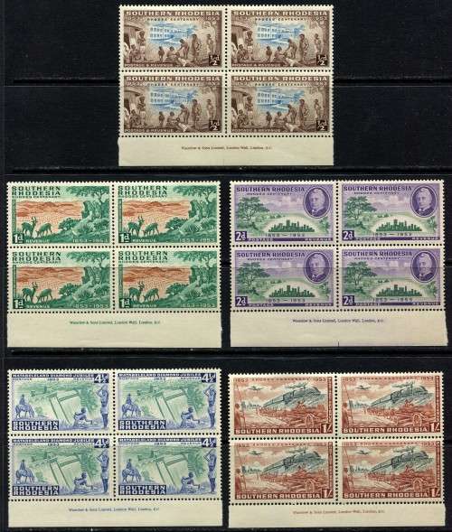 Southern Rhodesia - Set of 5 Imprint Blocks of 4 - MM