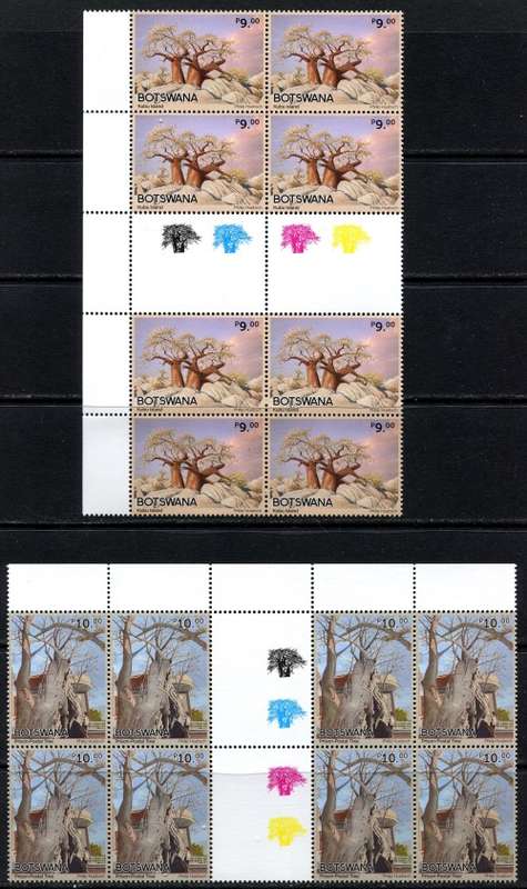 Botswana - Baobabs In Botswana - Set of 4 Gutters/Control Blocks of 8 - 2022 - MNH