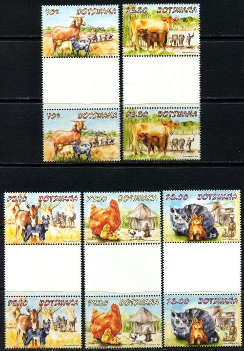 Botswana - Domestic Animals - Set of 5 Gutter Pairs - 2014 - MNH