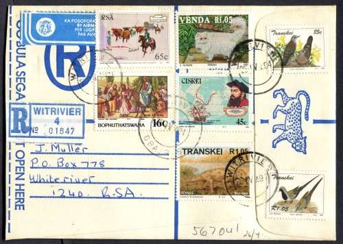 RSA - Bophuthatswana Pre-printed Registered Cover, Registered At Witrivier (RSA) Post Office
