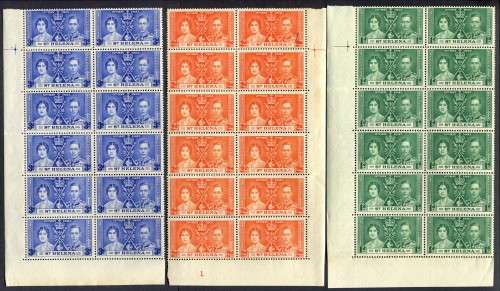 St. Helena - Set of 3 Blocks of 12 - 1937 - MNH