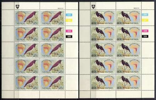Venda - Birds - Set of 4 Full Sheets of 10 - 1983 - MNH