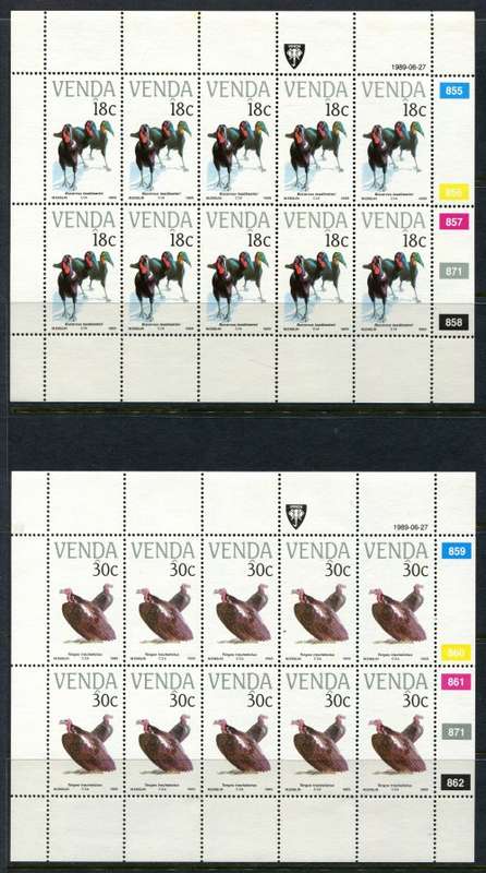 Venda - Birds - Set of 4 Full Sheets of 10 - 1989 - MNH - Some Very Light Toning