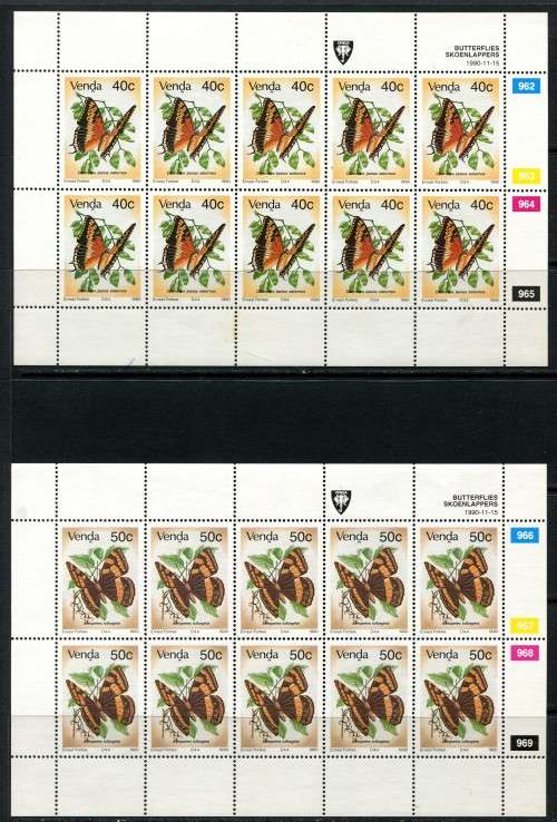 Venda - Butterflies - Set of 4 Full Sheets of 10 - 1990 - MNH  - Some Very Light Toning