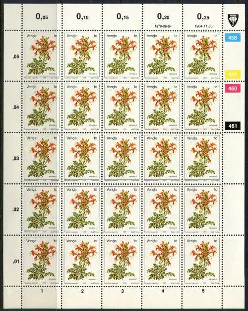 Venda - 1c Reprint - 1 Full Sheet of 25 - 1979/84 - MNH