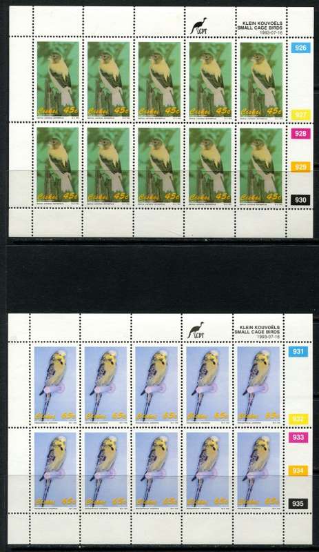 Ciskei - Birds - Set of 5 Full Sheets of 10 - 1993 - MNH