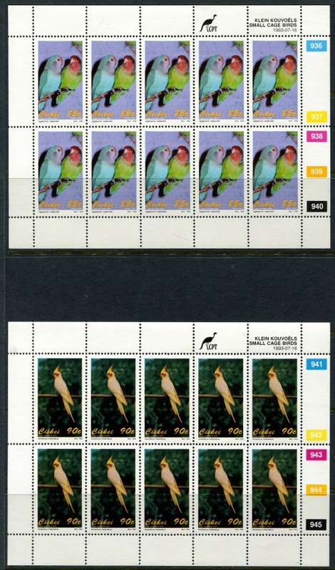 Ciskei - Birds - Set of 5 Full Sheets of 10 - 1993 - MNH
