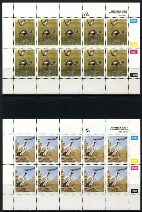Transkei - Birds - Set of 4 Full Sheets of 10 -1991 -  MNH - Some Very Light Toning