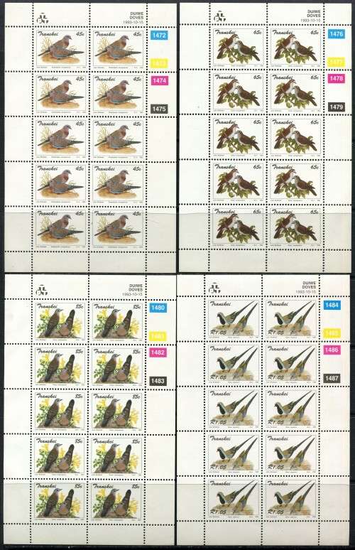Transkei - Birds - Set of 4 Full Sheets of 10 -1993 -  MNH