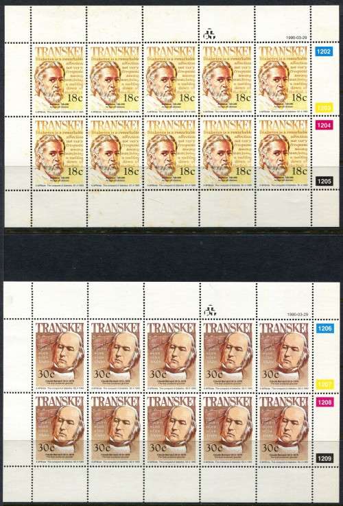Transkei - Set of 4 Full Sheets of 10 - 1990 - MNH - Toned, Especially 18c Sheet