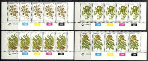 Transkei - Set of 4 Control Strips of 5 - 1978 - MNH