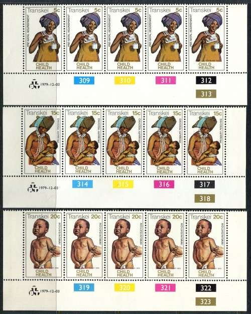 Transkei - Set of 3 Control Strips of 5 - 1979 - MNH