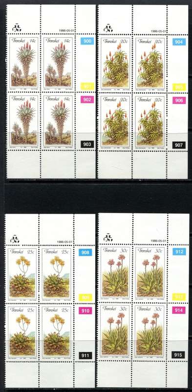 Transkei - Set of 4 Control Blocks of 4 - 1986 - MNH