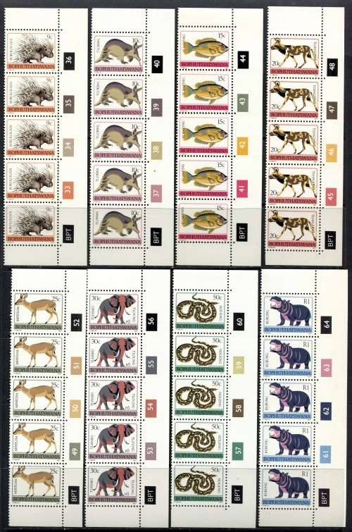 Bophuthatswana - Set of 17 Original Printing Control Strips of 5 - 1977 - MNH