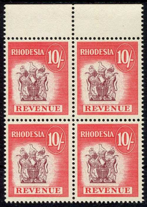 Rhodesia - Revenue - Block of 4 - 1966 - MNH