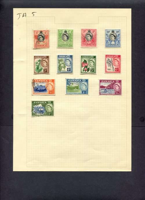 Jamaica - 10 Stamps Mounted (Hinged) On Album Page