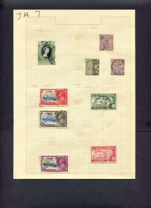 Jamaica - 9 Stamps Mounted (Hinged) On Album Page
