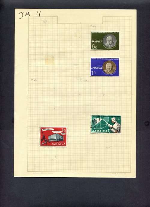 Jamaica - 4 Stamps Mounted (Hinged) On Album Page