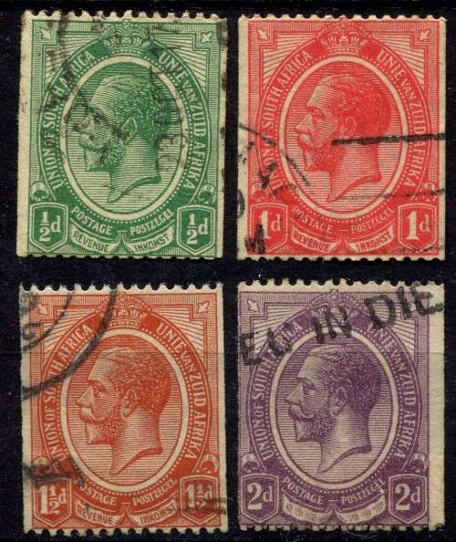 Union of SA - Set of 4 Coil Stamps - 1913  - Used